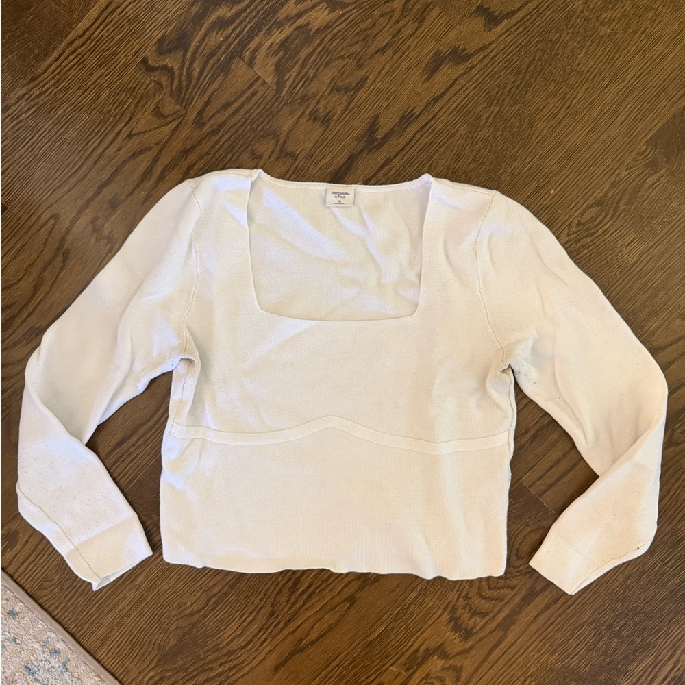 Abercrombie & Fitch Ribbed Cream Square Neck top